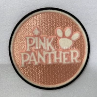 Custom pembuatan Flocking Heat Transfer Label logo pink panther